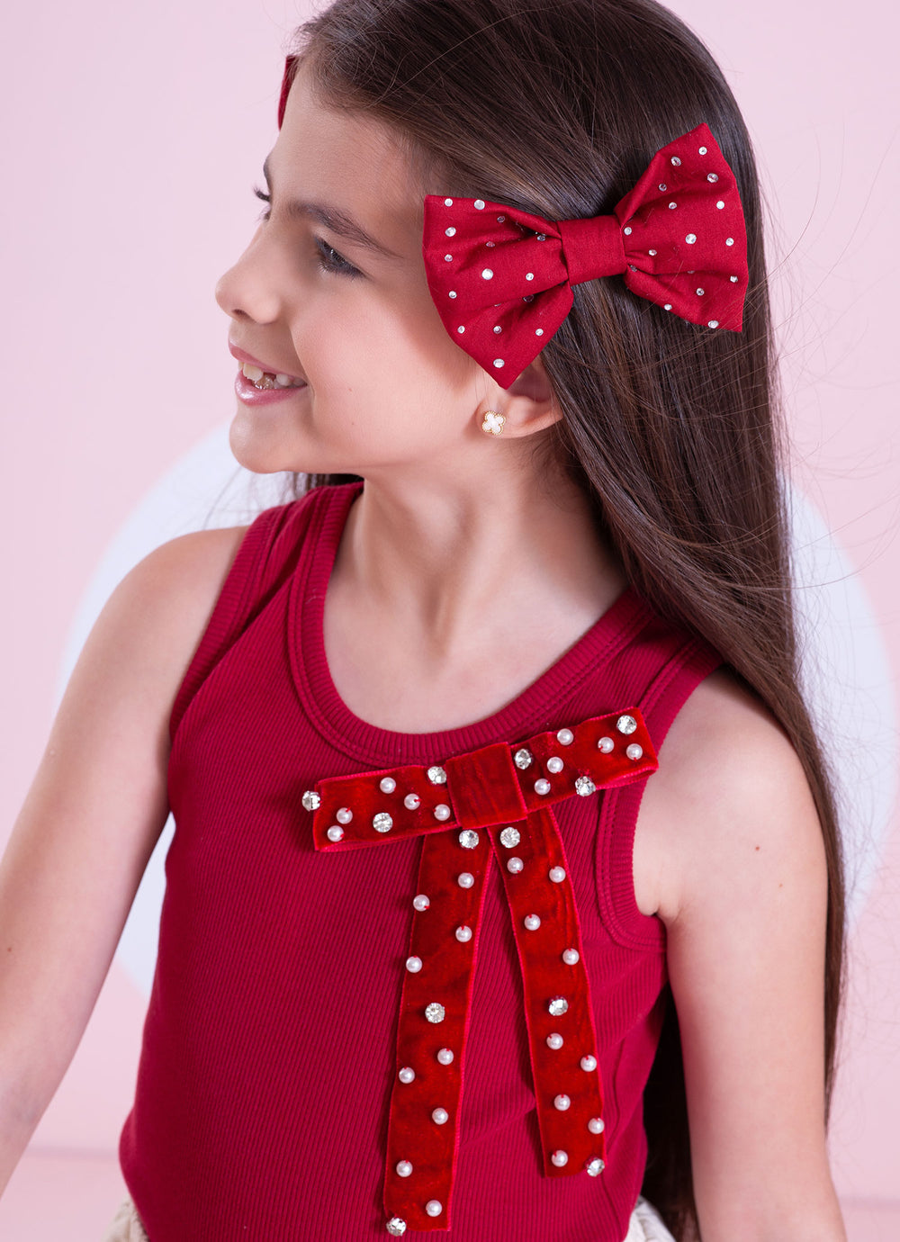 Regata Rib Maxi Laço Veludo Bordados