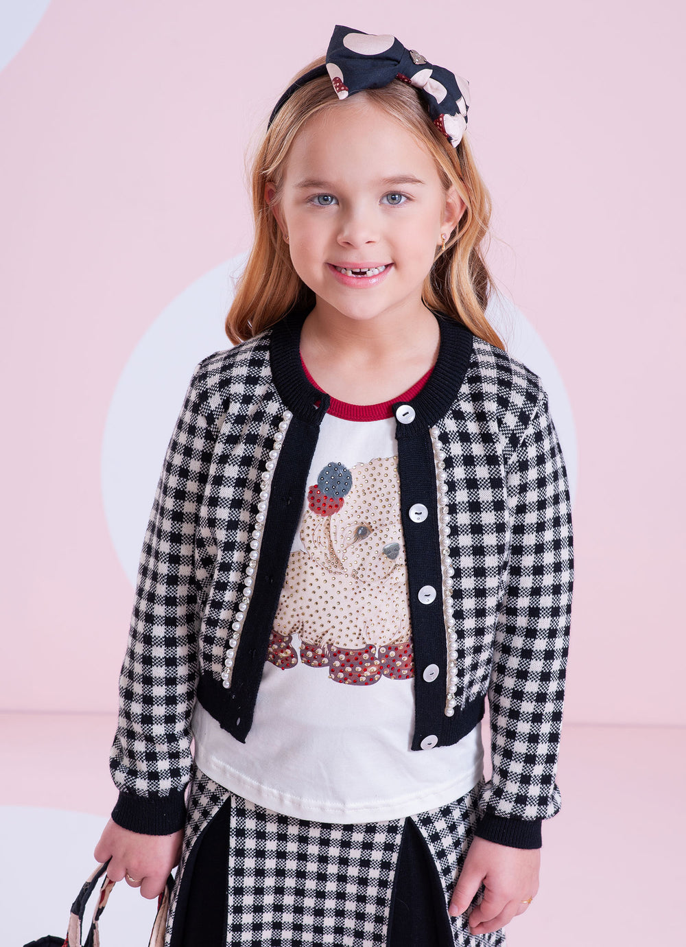 Casaqueto Tricot Xadrez Bordados