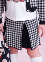 Saia Short Tricot Xadrez Pregas