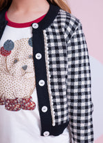 Casaqueto Tricot Xadrez Bordados