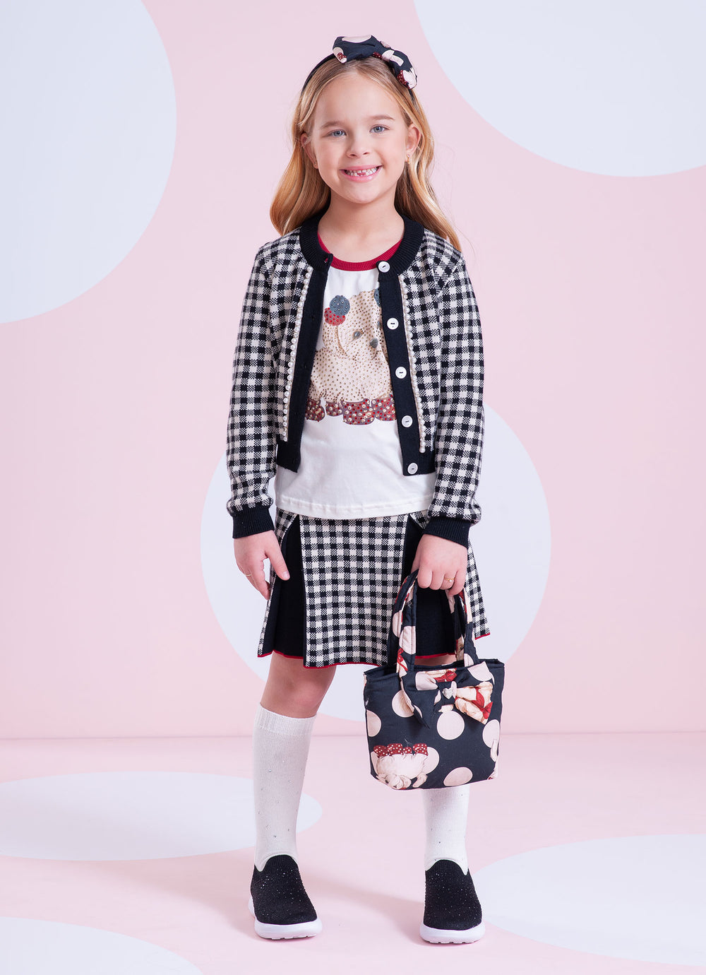 Casaqueto Tricot Xadrez Bordados