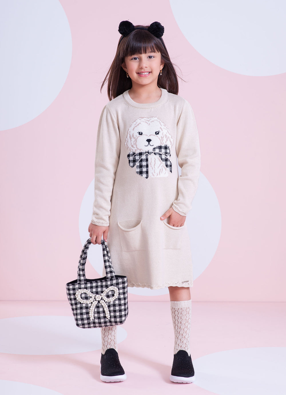 Bolsa Tricot Xadrez Laço