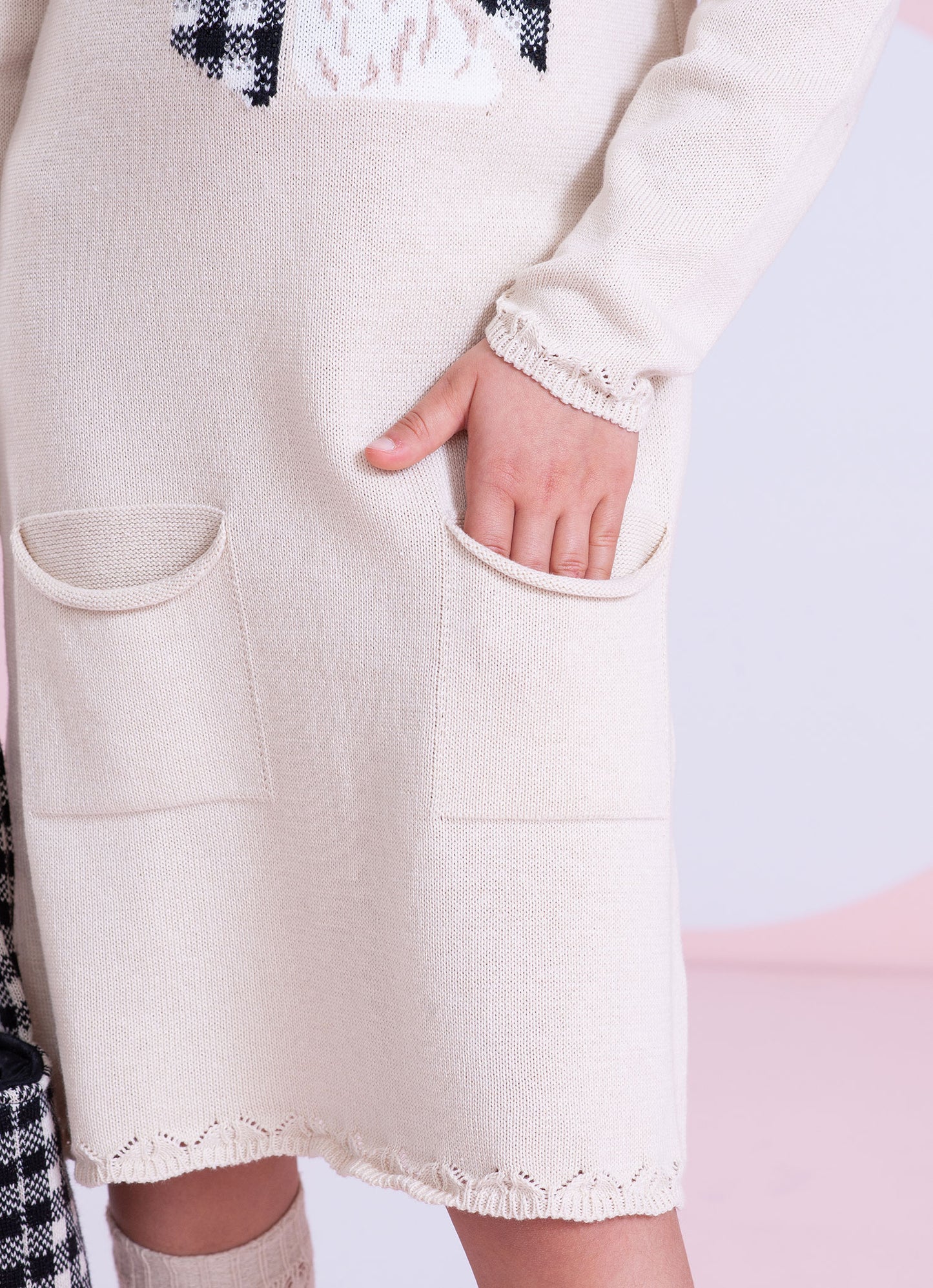 Vestido Tricot Rosto Cachorrinho Cristal