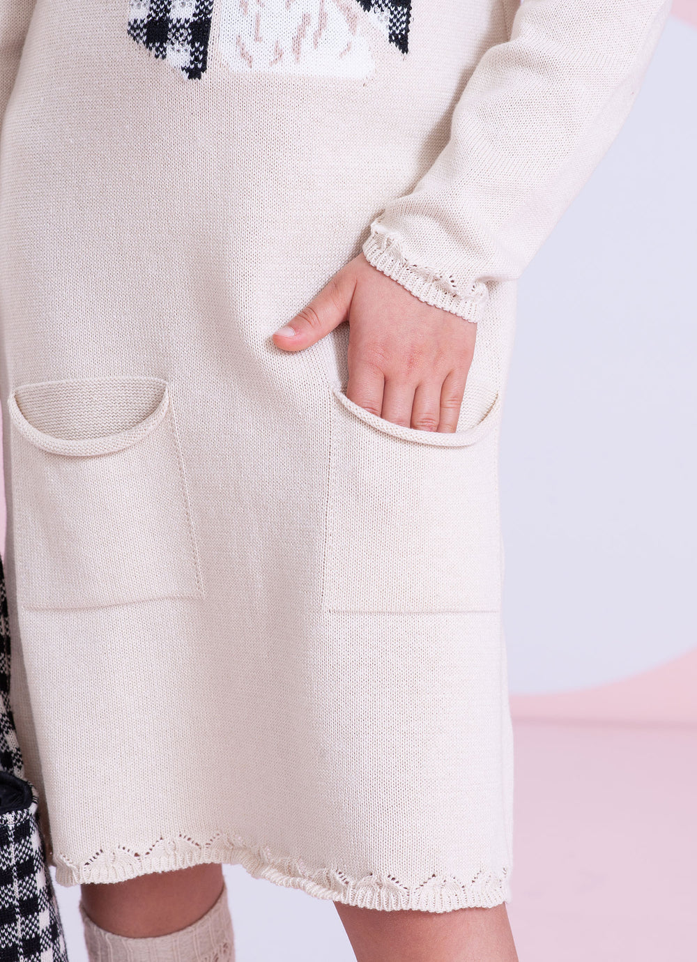 Vestido Tricot Rosto Cachorrinho Cristal