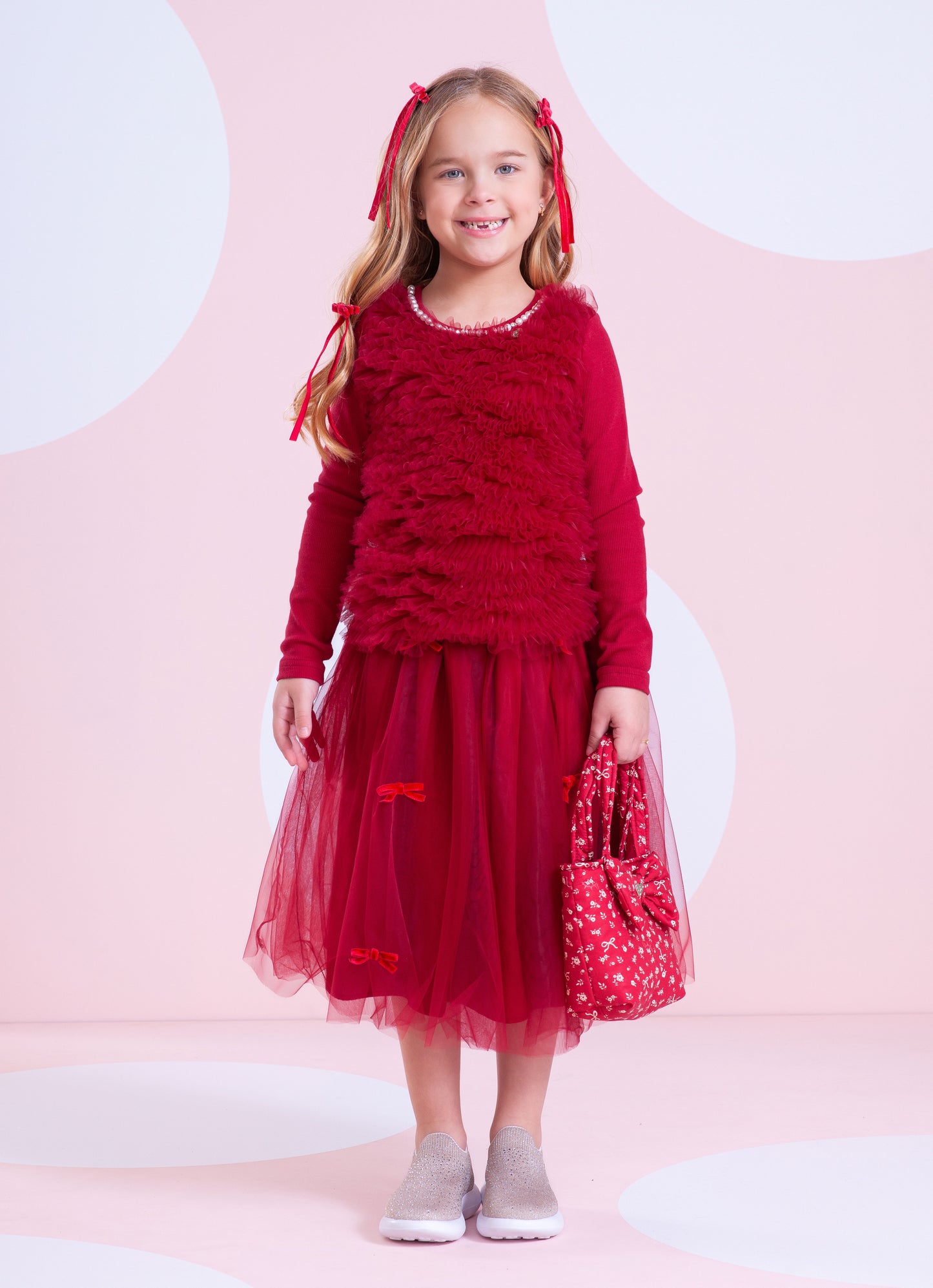 Blusa Rib Frufru Tule Gola Bordada