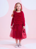 Blusa Rib Frufru Tule Gola Bordada