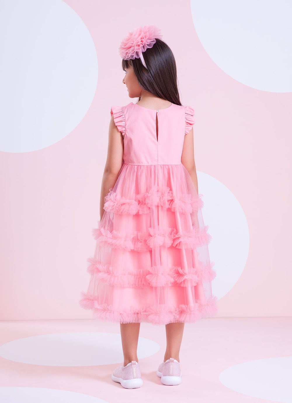 Vestido Festa Tricoline Saia Tule Fru Fru