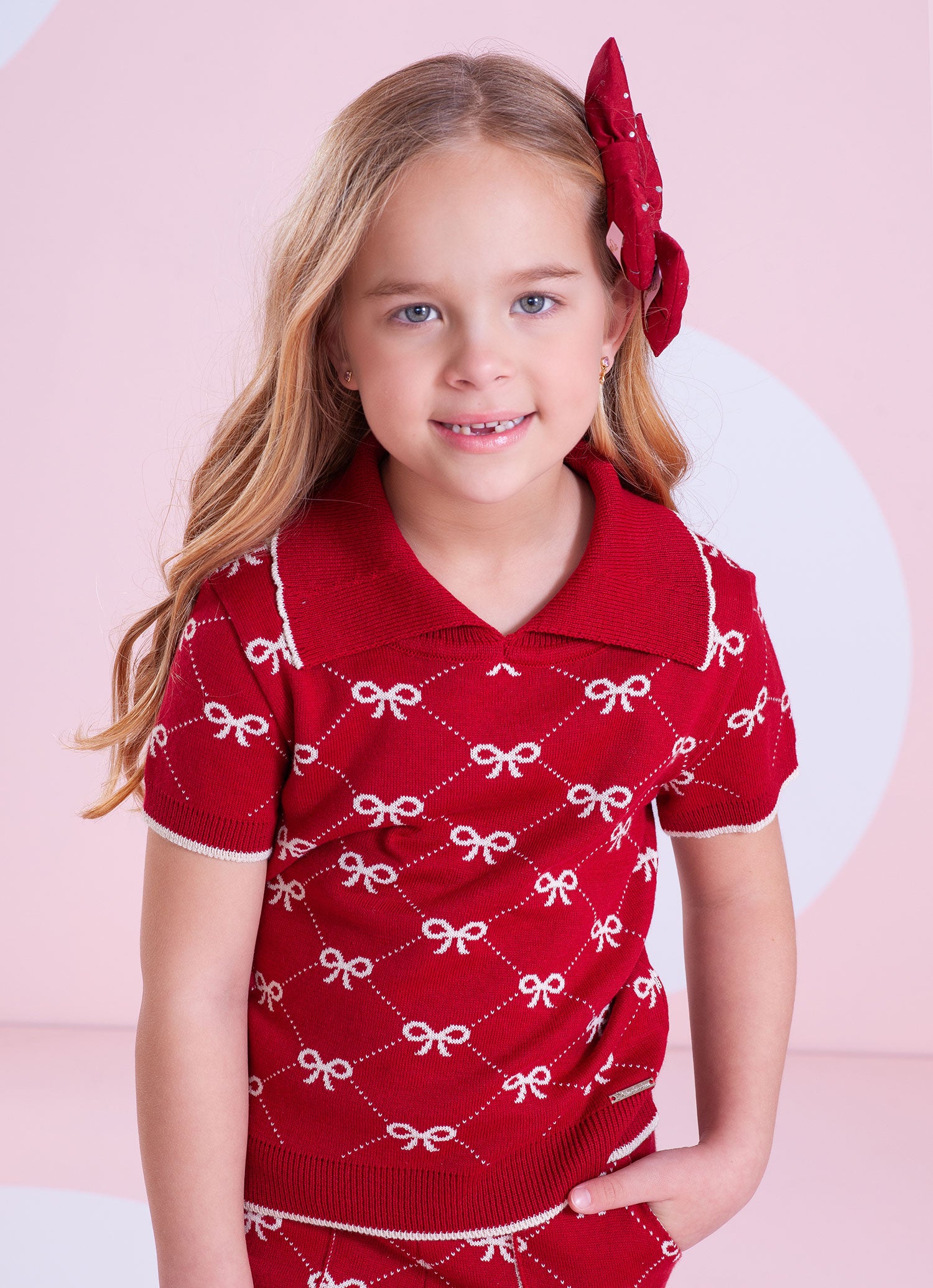 Blusa Tricot Gola Polo Mini Laços