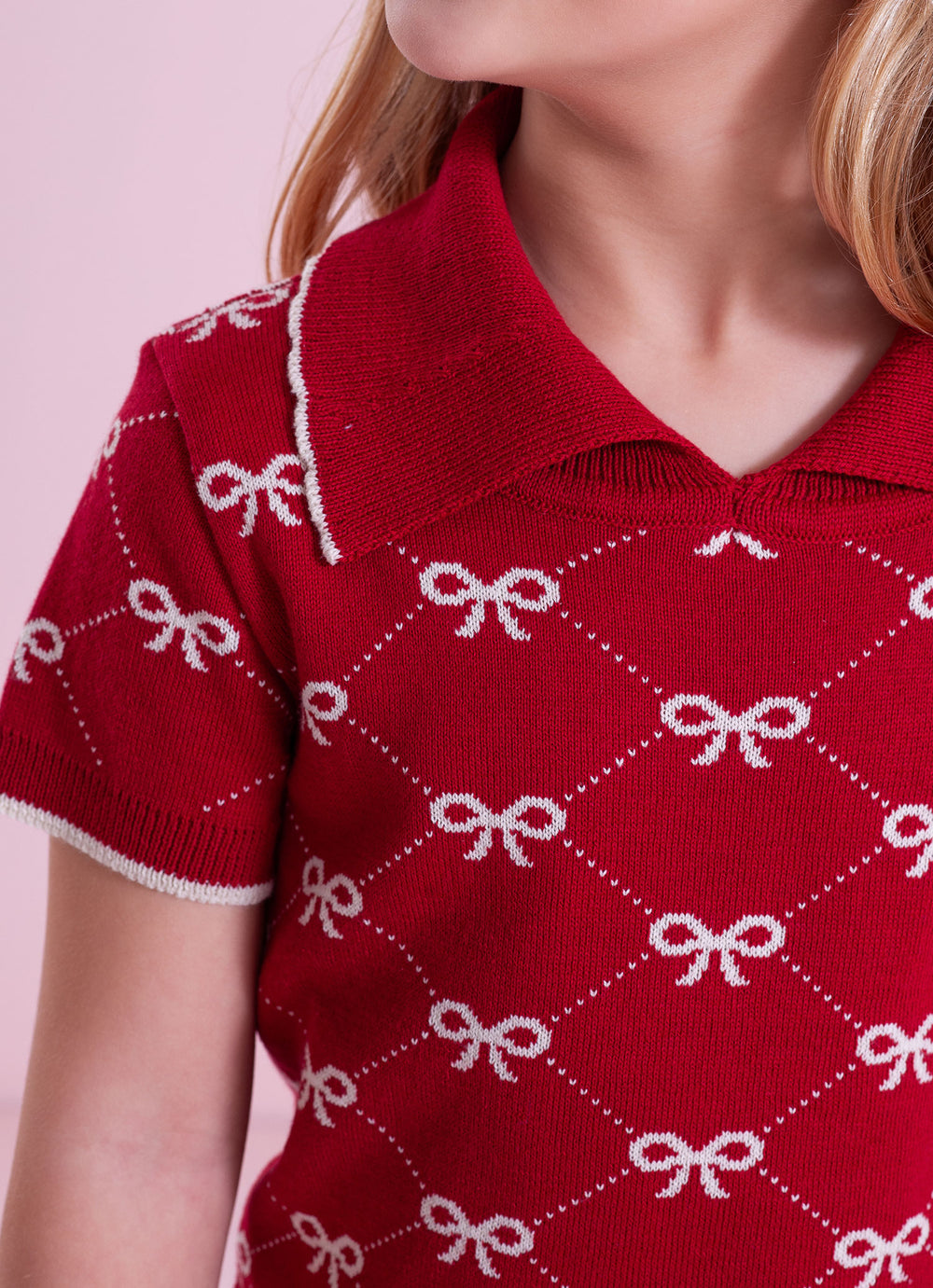 Blusa Tricot Gola Polo Mini Laços