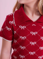 Blusa Tricot Gola Polo Mini Laços