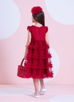 Vestido Festa Tricoline Saia Tule Fru Fru