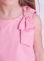 Blusa Tricoline Laços Ombros Bordados