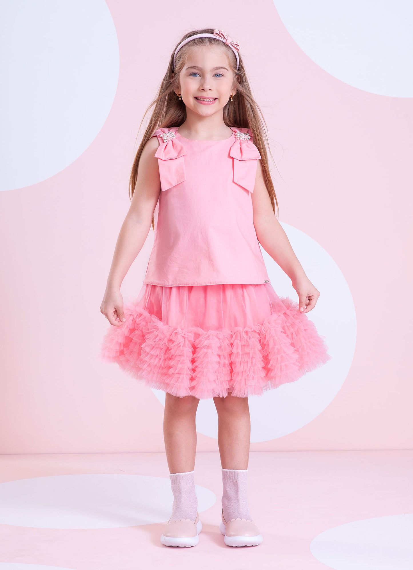 Blusa Tricoline Laços Ombros Bordados