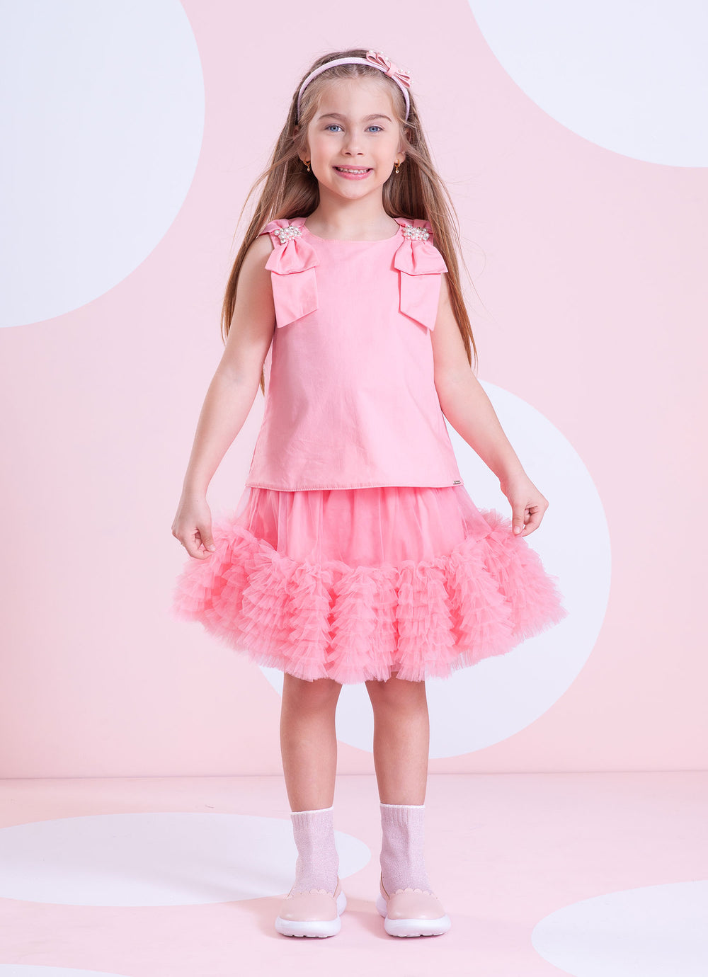 Blusa Tricoline Laços Ombros Bordados