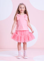 Blusa Tricoline Laços Ombros Bordados