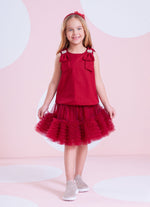 Blusa Tricoline Laços Ombros Bordados