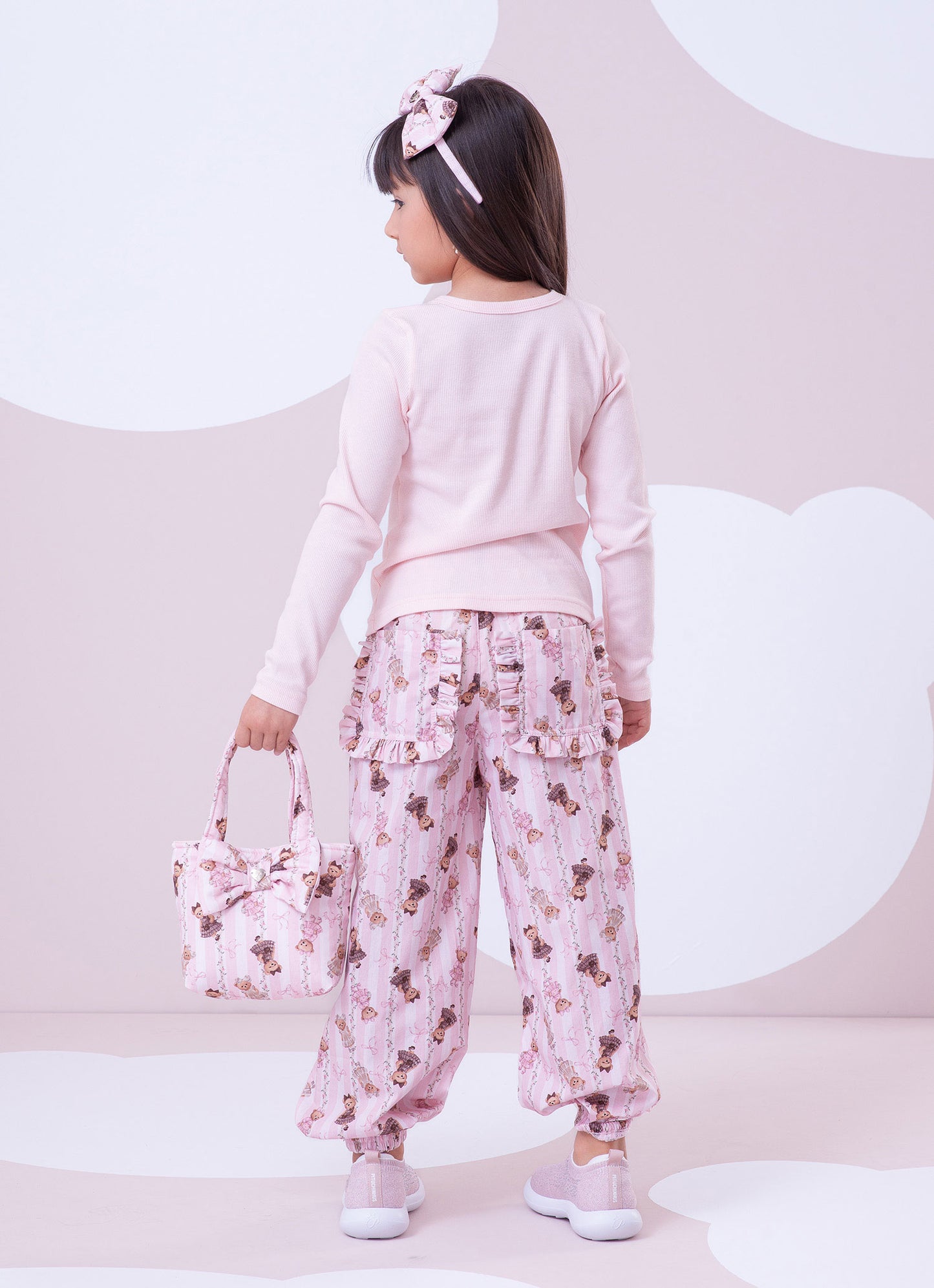 Calça Jogging Algodão Listras e Ursas
