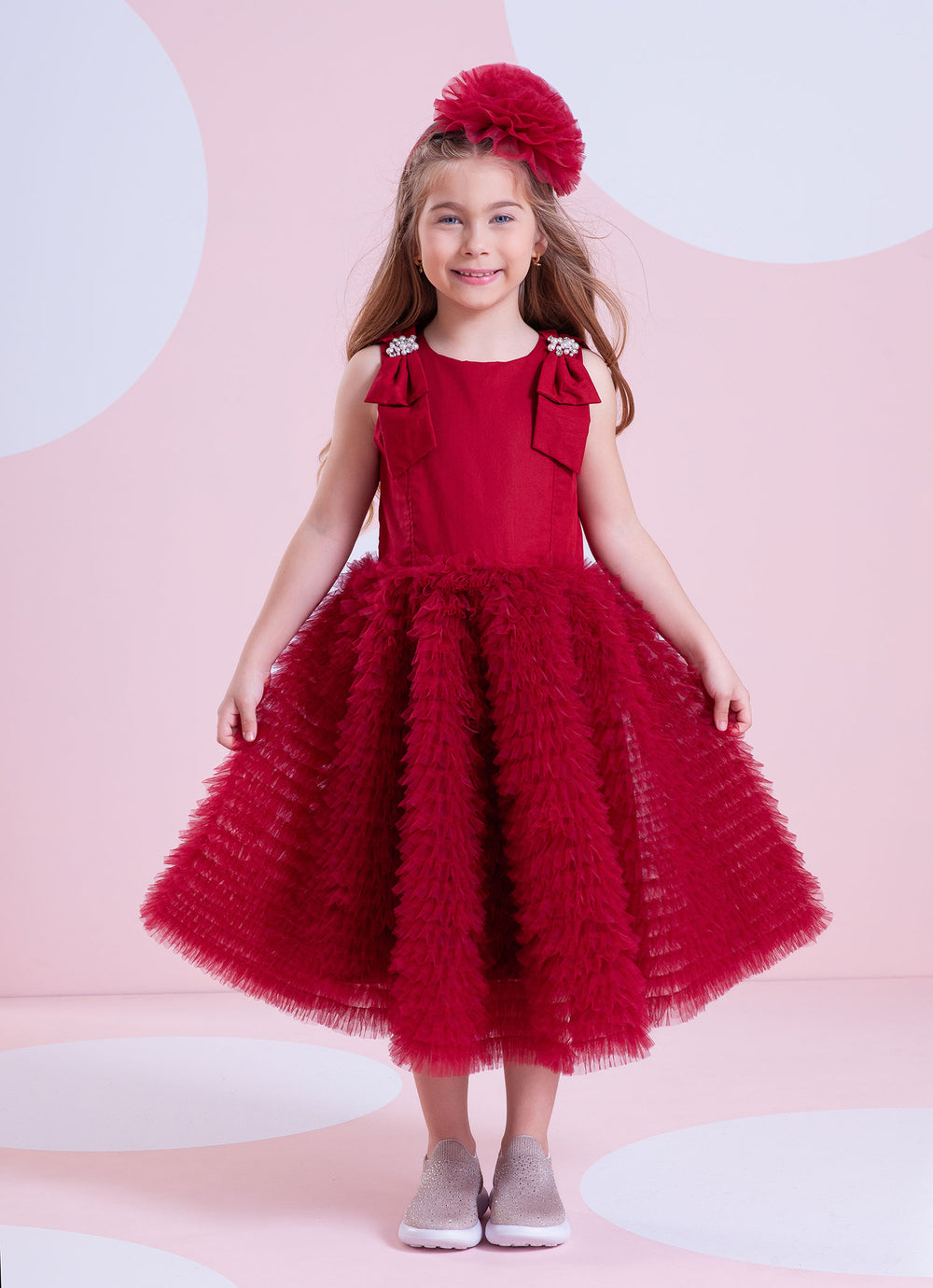 Vestido Festa Saia Tule Maxi Laço