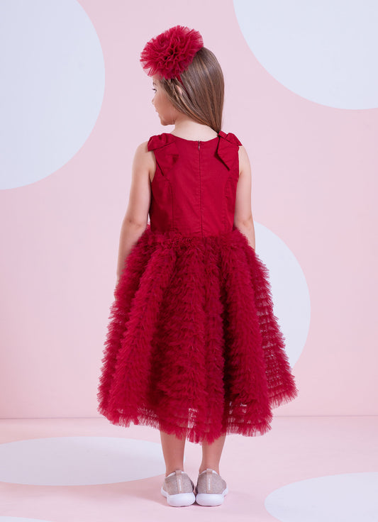 Vestido Festa Saia Tule Maxi Laço