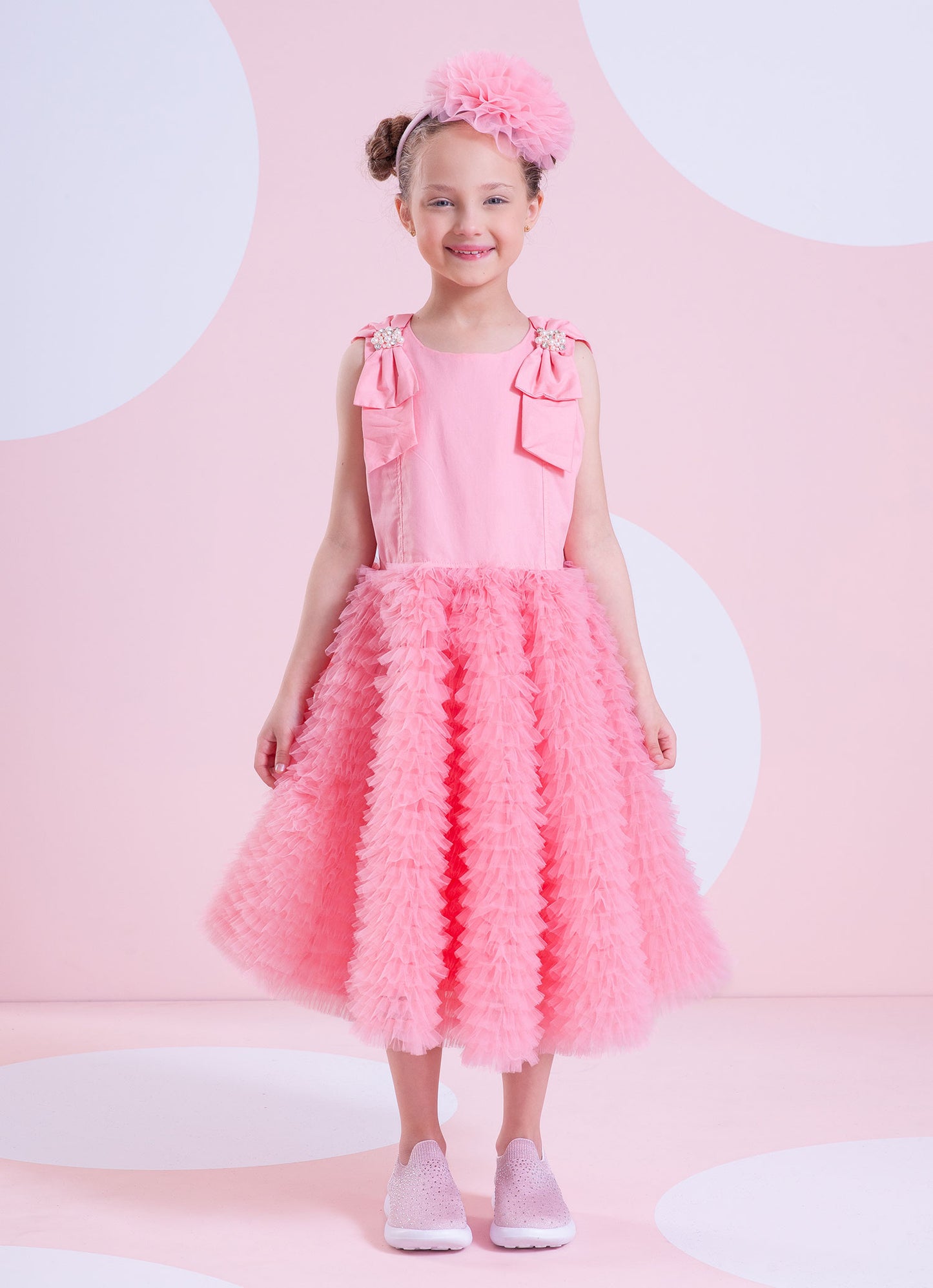 Vestido Festa Saia Tule Maxi Laço