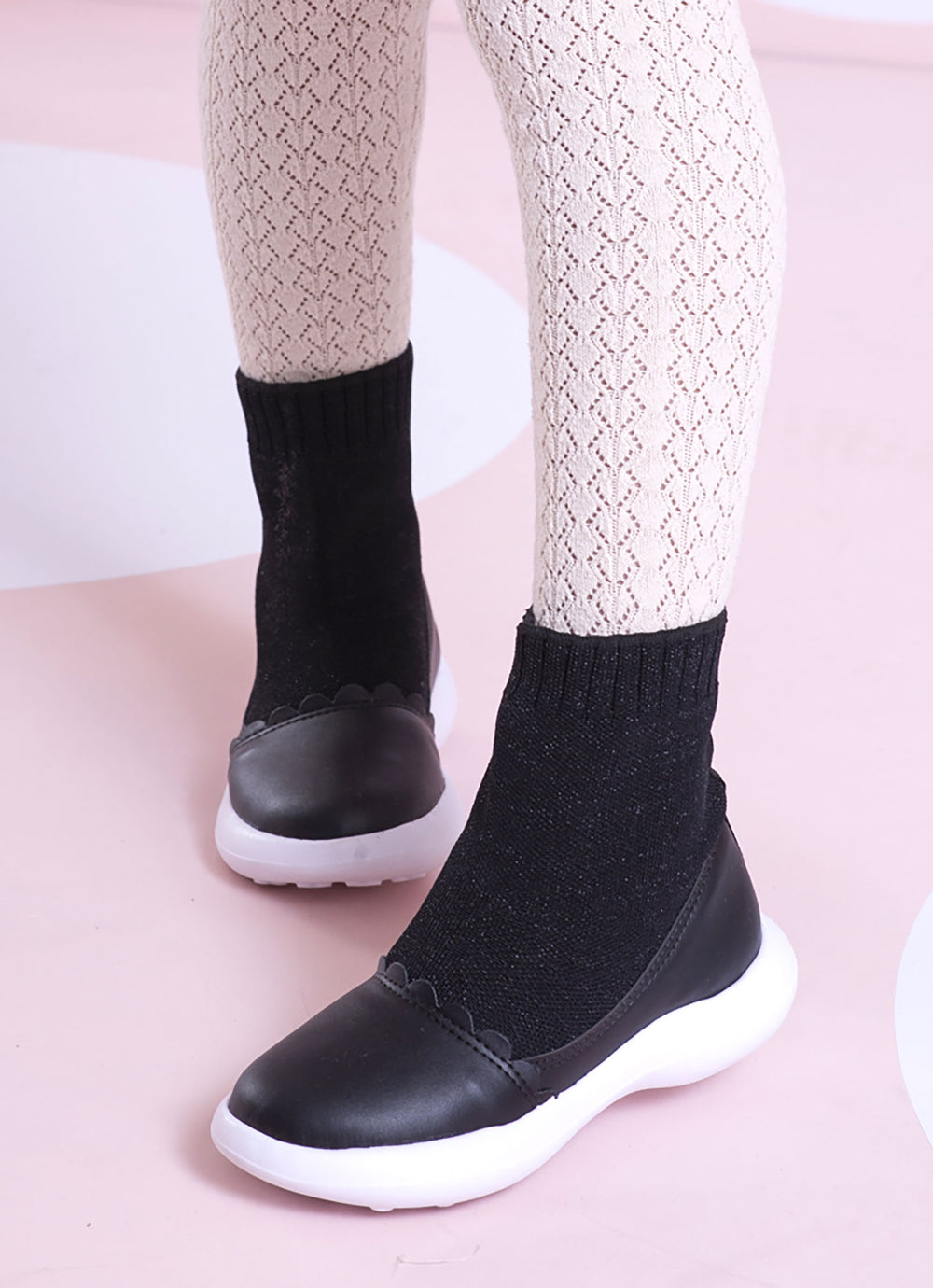 Bota Knit Biqueira Couro