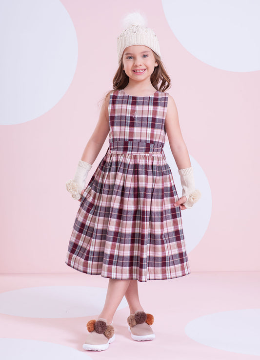 Vestido Xadrez Clássico Com Cinto