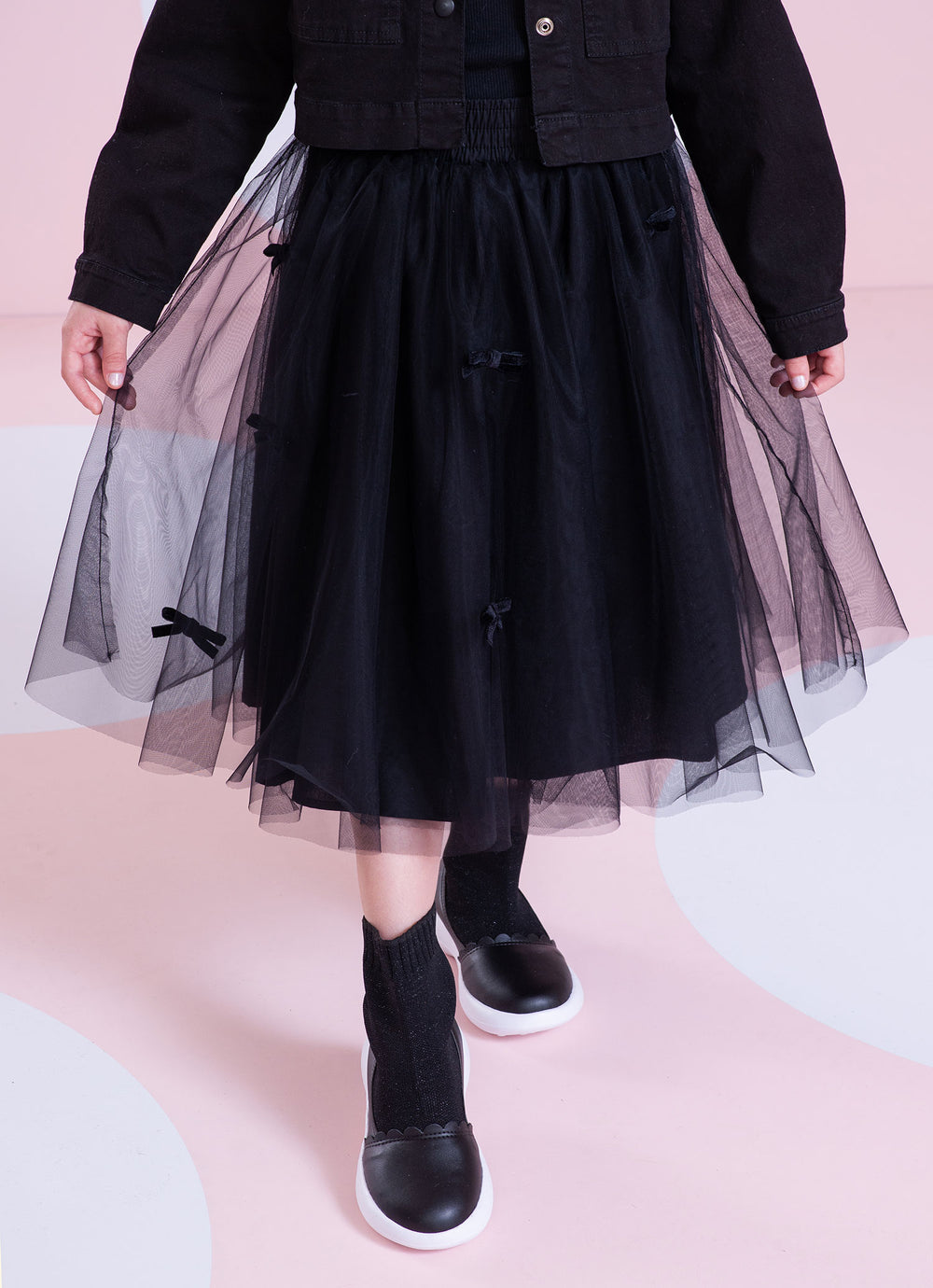 Saia Short Tule Laçinhos Veludo