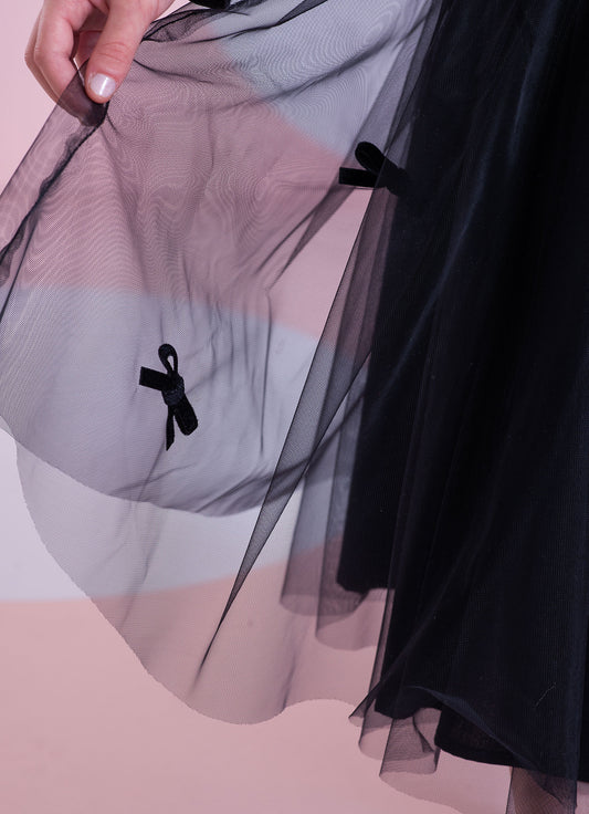 Saia Short Tule Laçinhos Veludo