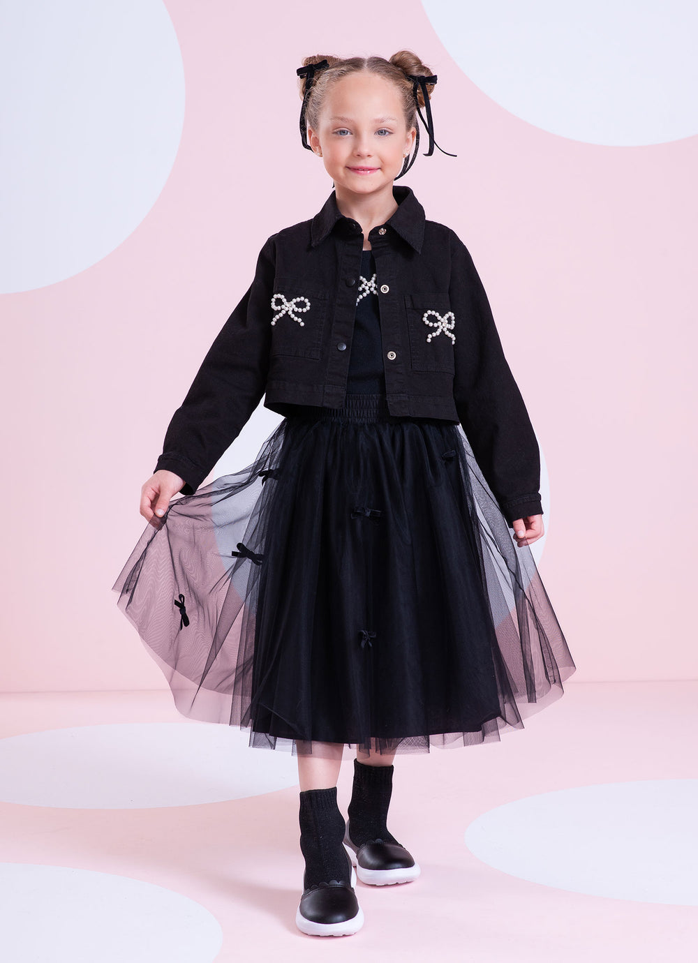 Saia Short Tule Laçinhos Veludo