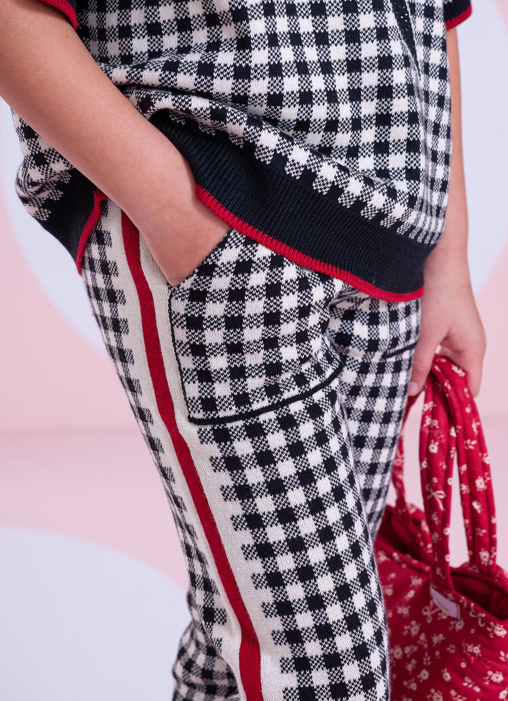 Jogging Tricot Xadrez Listras Lateral