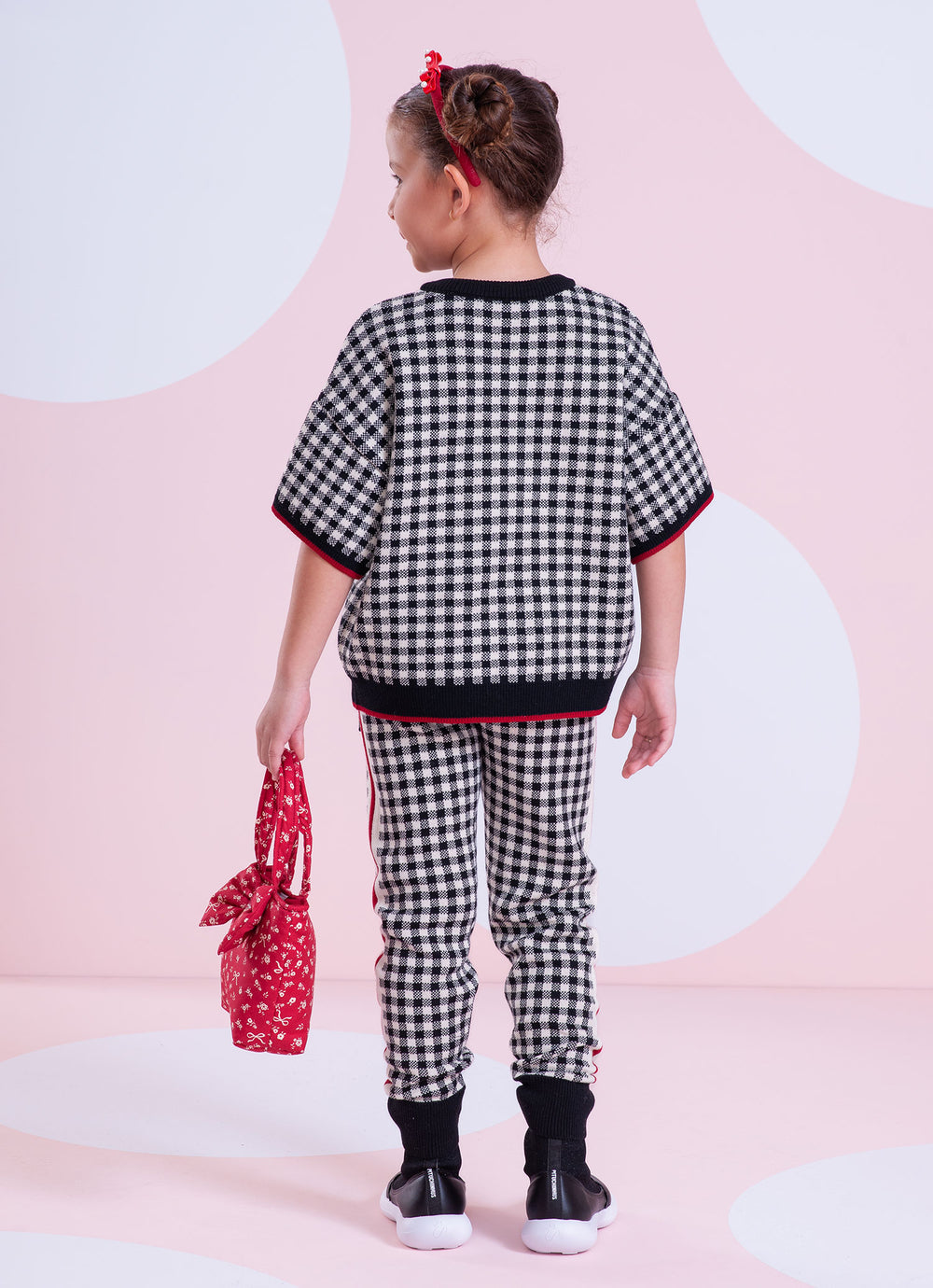 Blusa Tricot Xadrez Laço Cristal