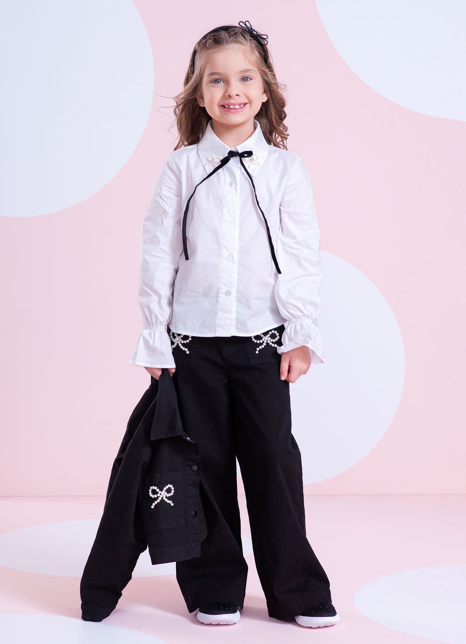 Camisa Tricoline Laços Bordados Veludo