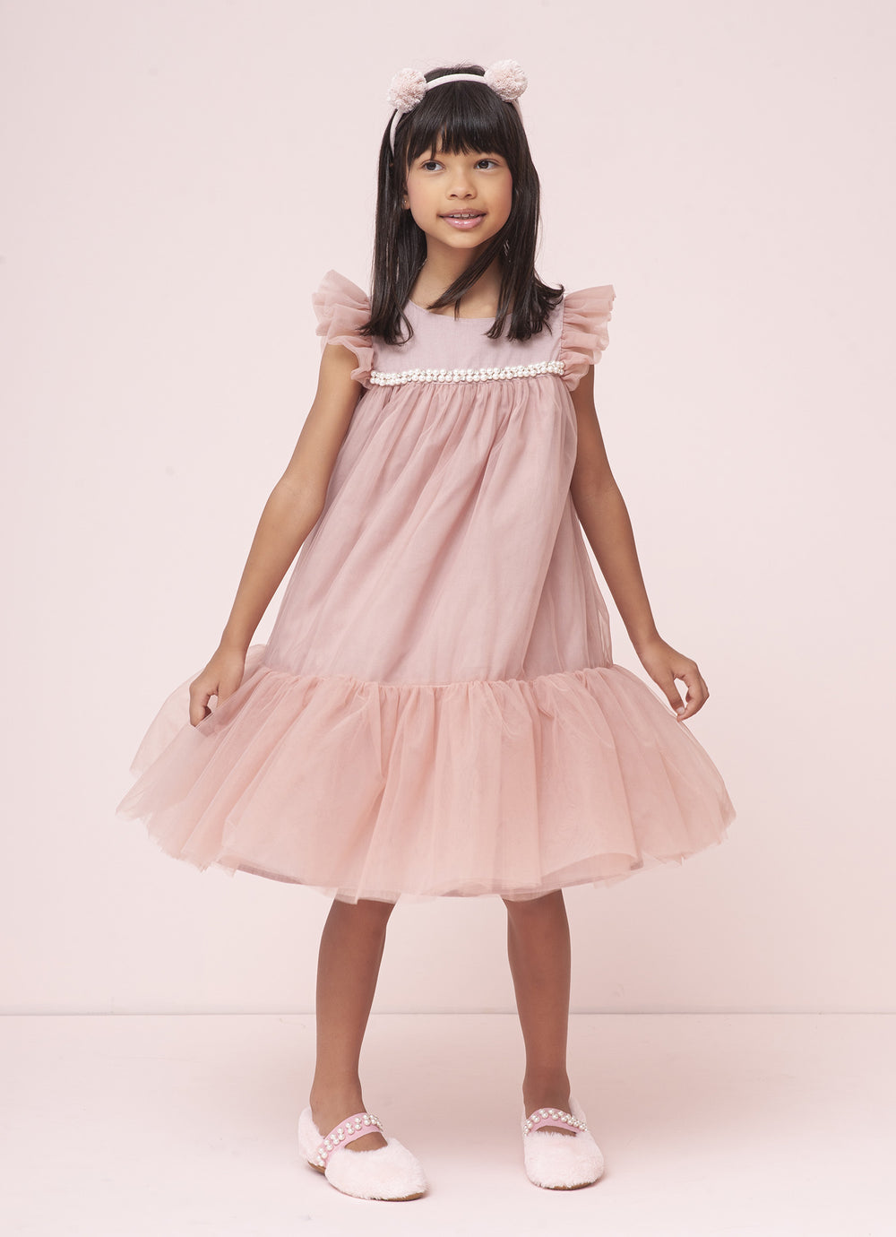 Vestido Tule Princesa Bordados Pérolas e Cristais