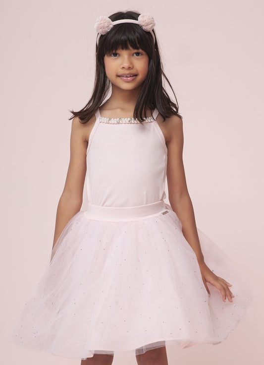 Saia Short Tule Cristais Princesa