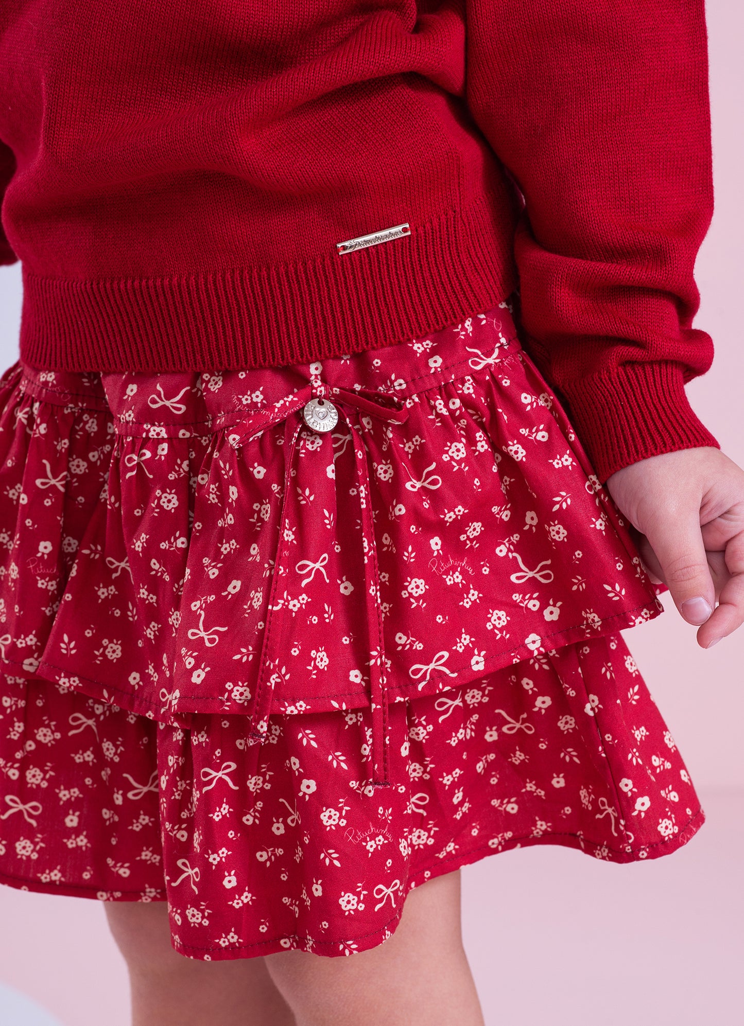 Saia Short Algodão Mini Flores Babados