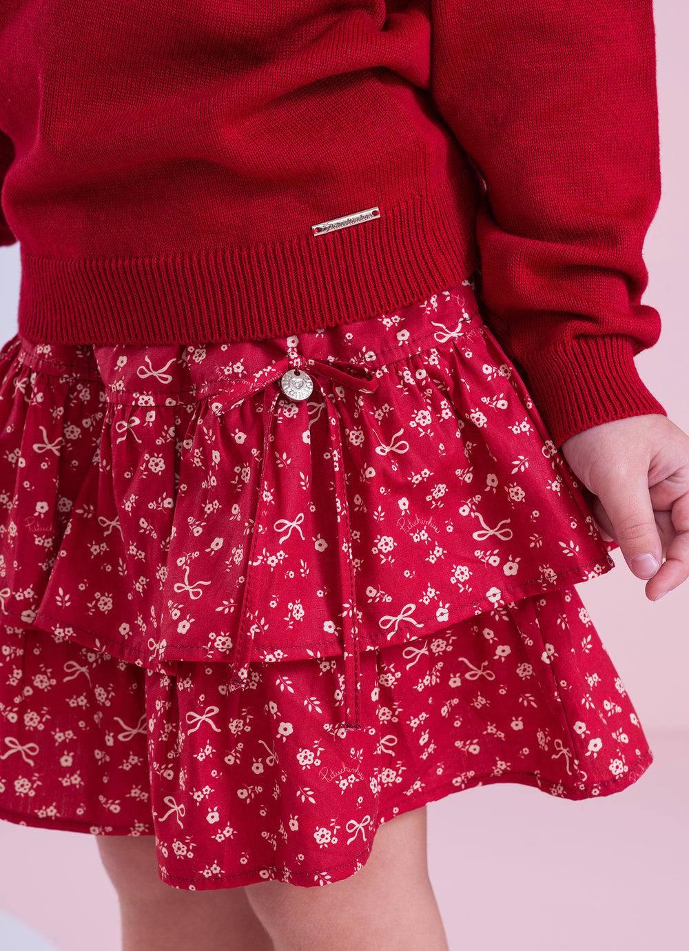 Saia Short Algodão Mini Flores Babados