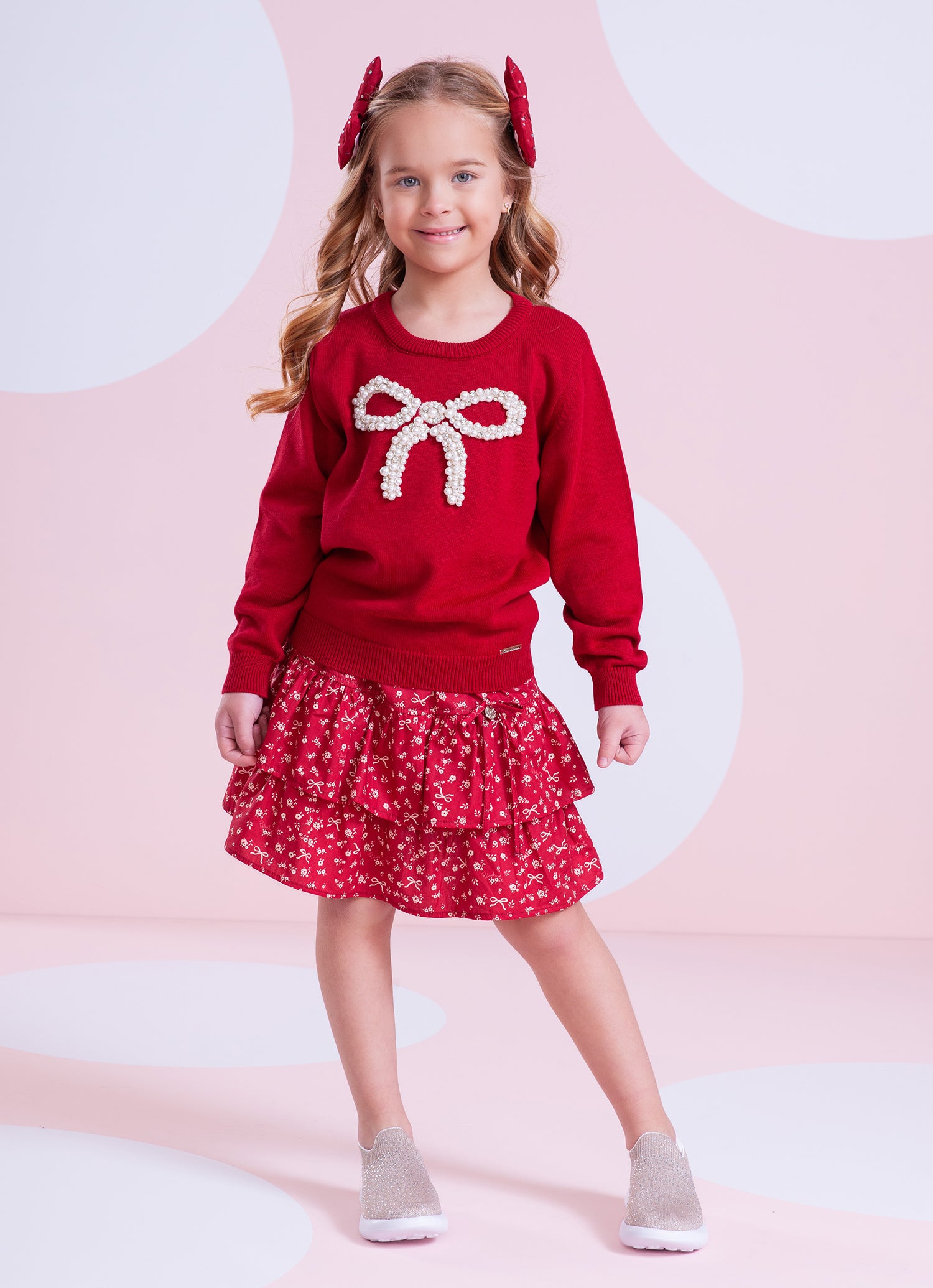 Saia Short Algodão Mini Flores Babados