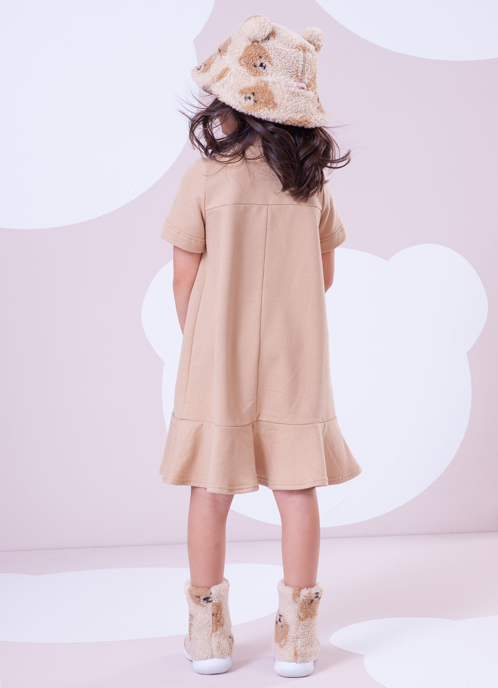 Vestido Moletom Rosto Urso Pele Bordado