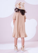 Vestido Moletom Rosto Urso Pele Bordado