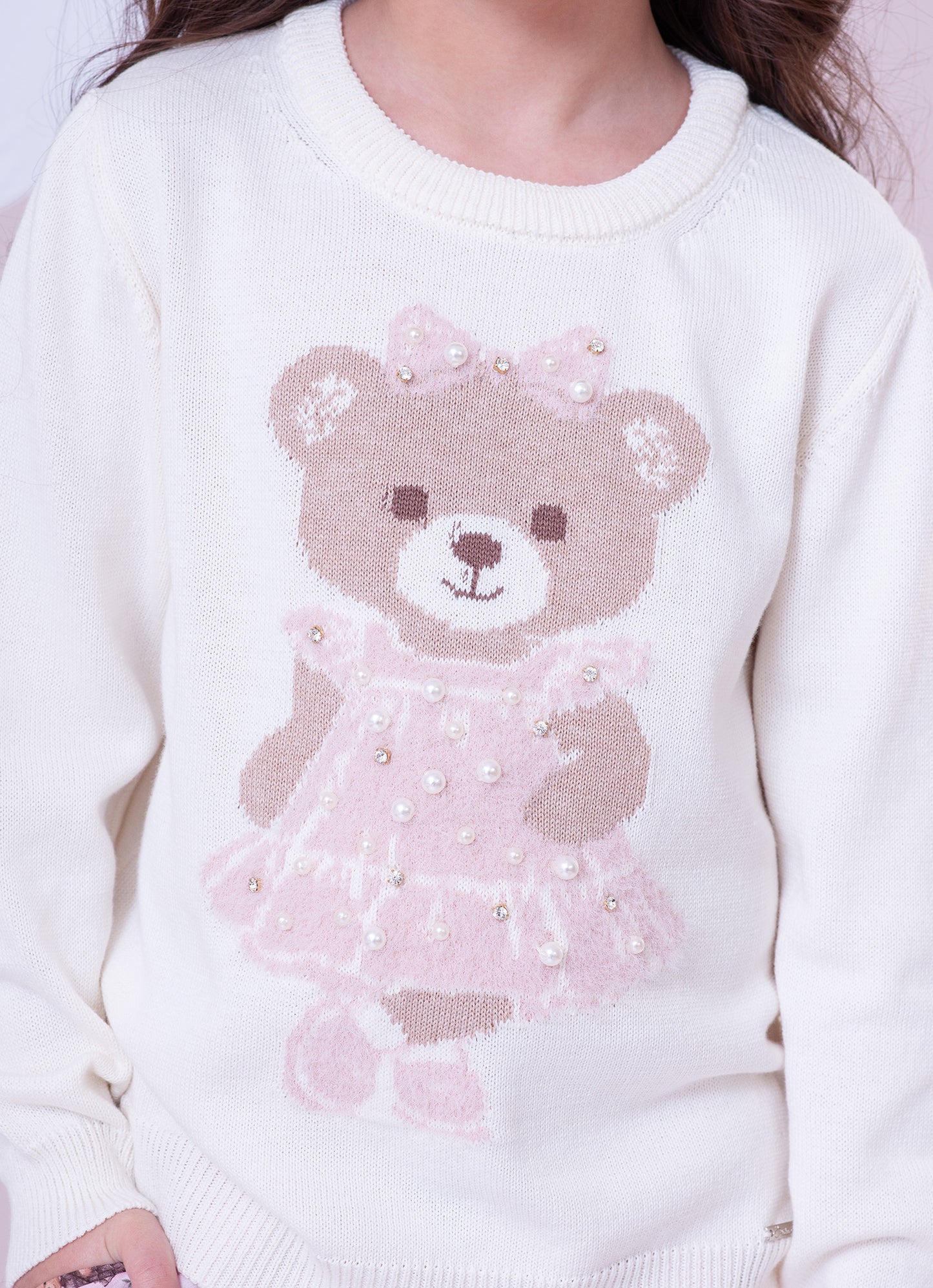 Blusa Tricot Ursa Vestido Bordado