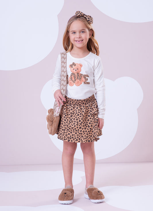 Saia Short Sarja Estampa Onçinha