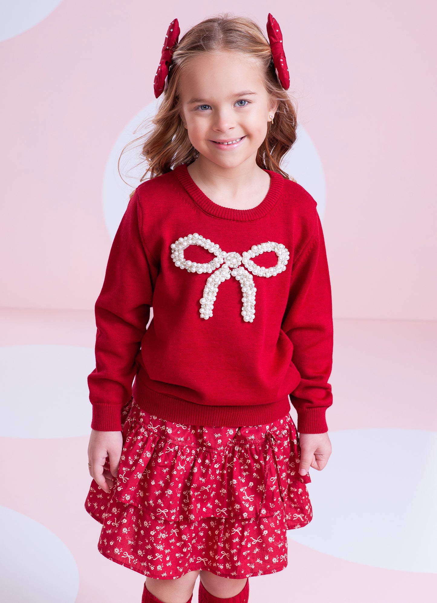 Saia Short Algodão Mini Flores Babados