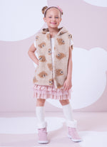 Colete Teddy Rosto Ursinhas Com Capuz