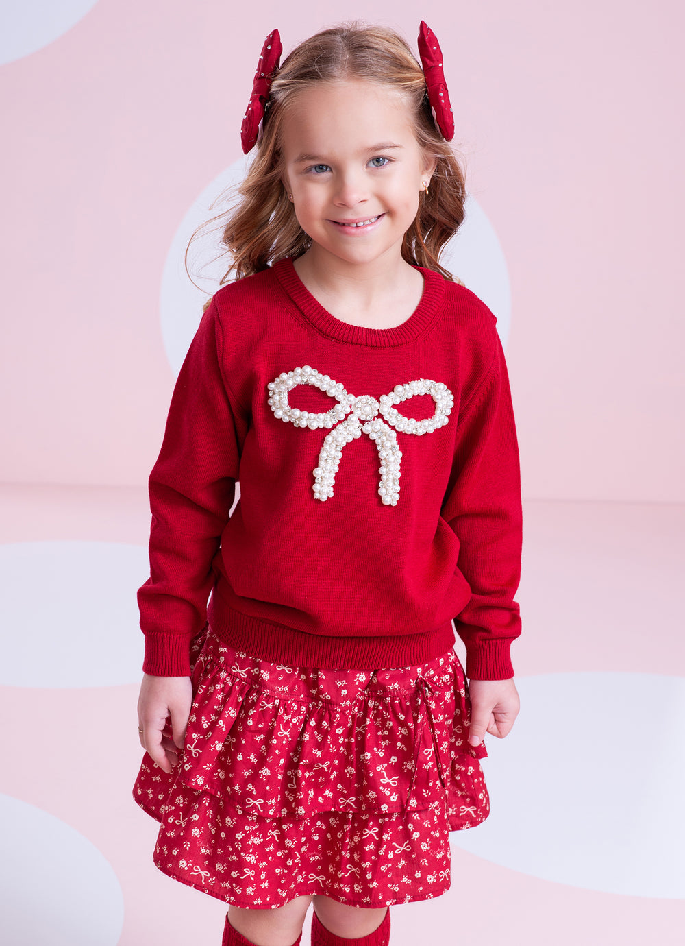 Saia Short Algodão Mini Flores Babados