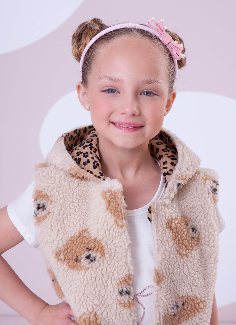 Colete Teddy Rosto Ursinhas Com Capuz