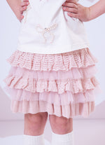 Saia Tricot Babados Renda e Tule