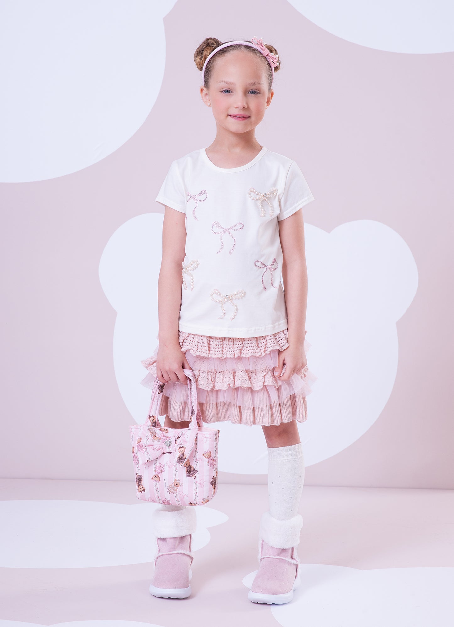 Saia Tricot Babados Renda e Tule