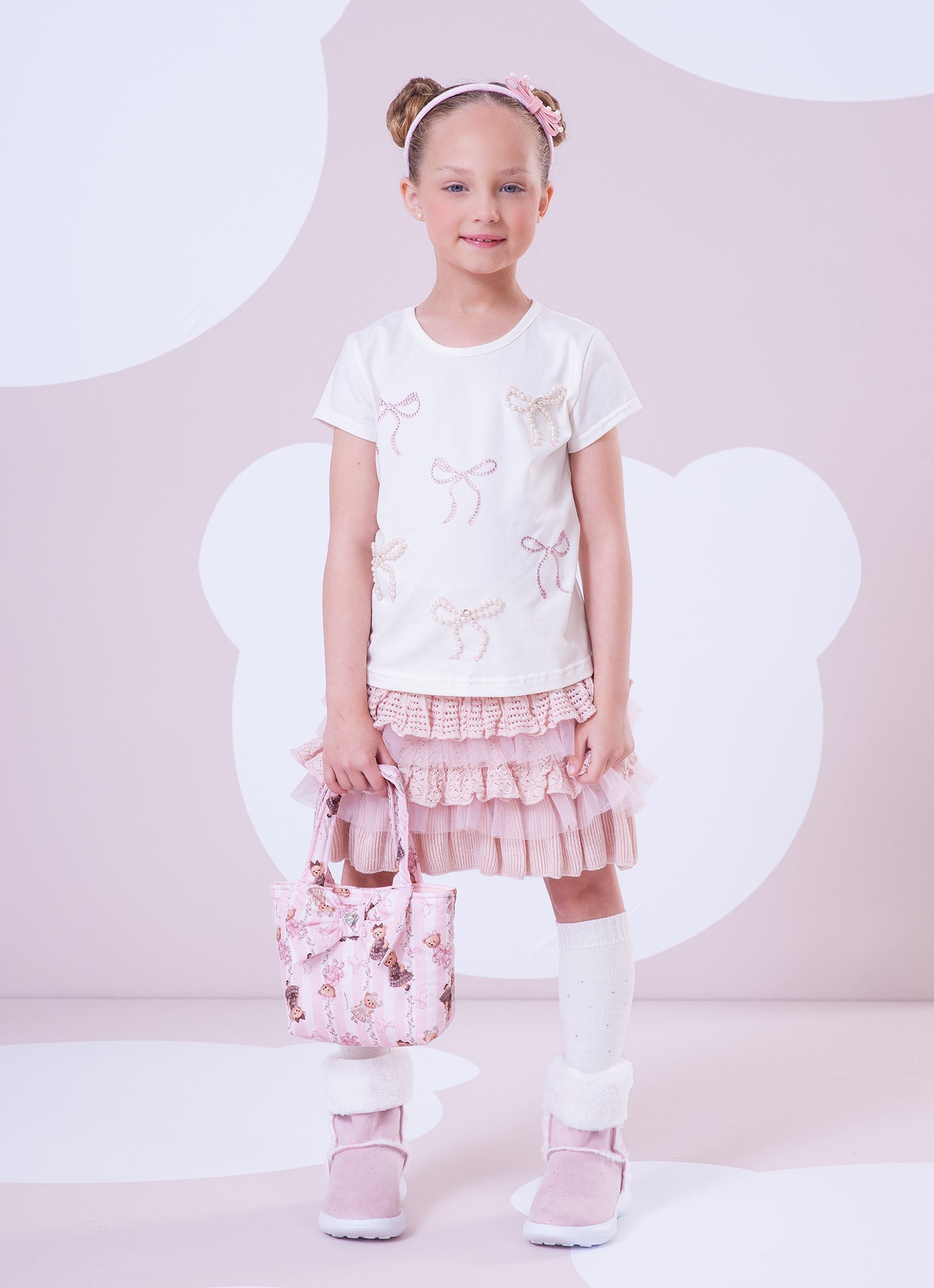 Blusa Cotton Laços Cristal e Pérolas