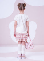 Saia Tricot Babados Renda e Tule