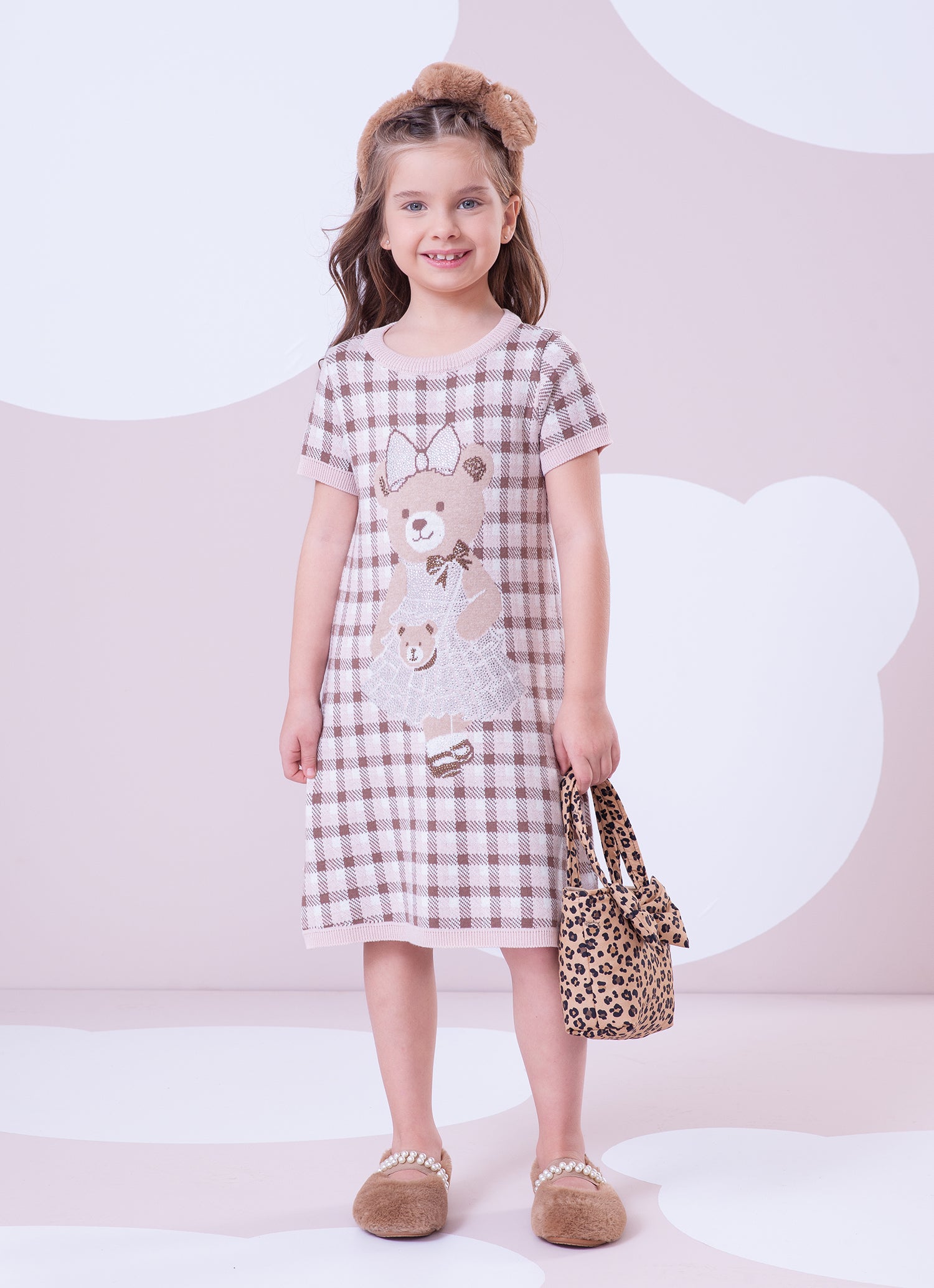 Vestido Tricot Xadrez Ursinha Cristal